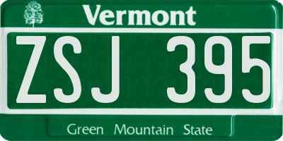 VT license plate ZSJ395