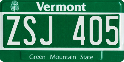 VT license plate ZSJ405