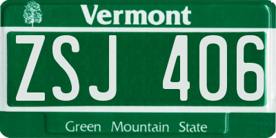 VT license plate ZSJ406