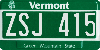 VT license plate ZSJ415