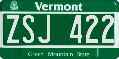 VT license plate ZSJ422