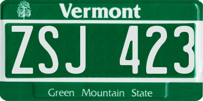 VT license plate ZSJ423