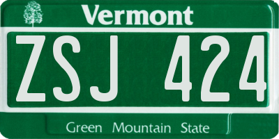 VT license plate ZSJ424