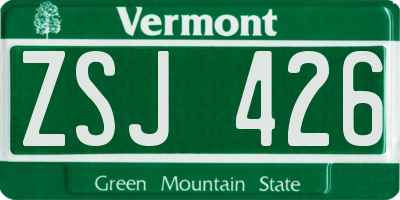 VT license plate ZSJ426