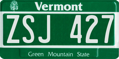 VT license plate ZSJ427