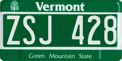 VT license plate ZSJ428