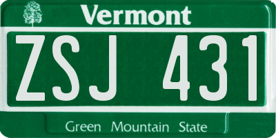 VT license plate ZSJ431