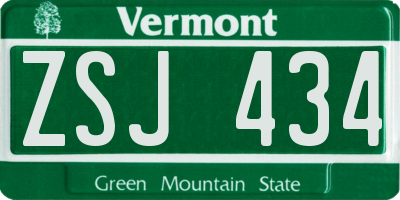 VT license plate ZSJ434