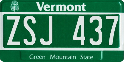 VT license plate ZSJ437
