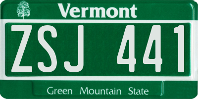 VT license plate ZSJ441