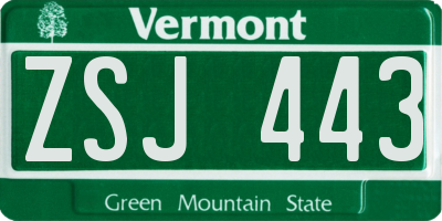 VT license plate ZSJ443