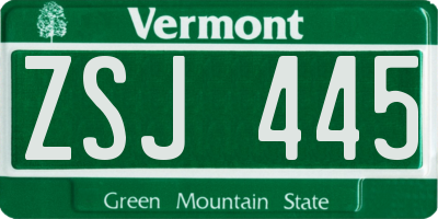 VT license plate ZSJ445