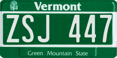 VT license plate ZSJ447