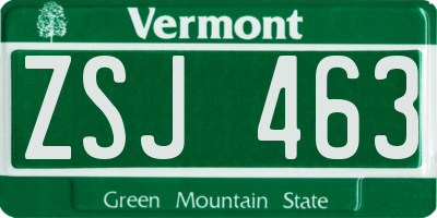 VT license plate ZSJ463