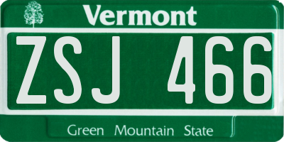 VT license plate ZSJ466
