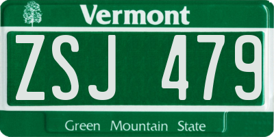 VT license plate ZSJ479