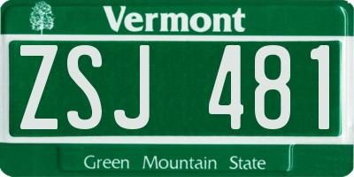 VT license plate ZSJ481