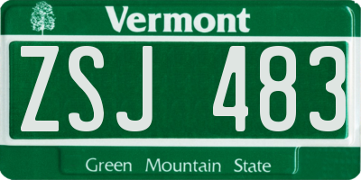 VT license plate ZSJ483