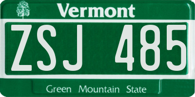 VT license plate ZSJ485