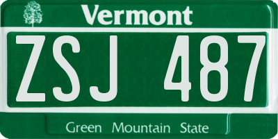 VT license plate ZSJ487