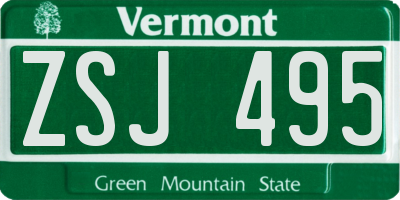 VT license plate ZSJ495