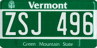 VT license plate ZSJ496