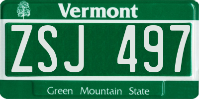 VT license plate ZSJ497