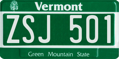 VT license plate ZSJ501
