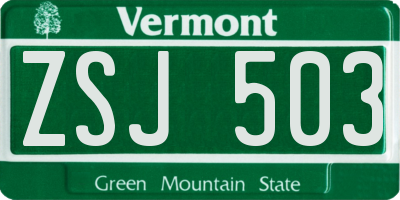 VT license plate ZSJ503