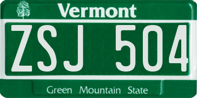 VT license plate ZSJ504