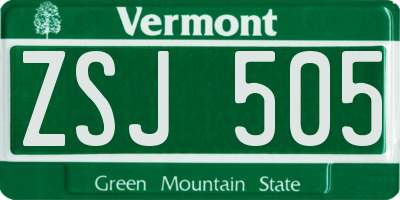 VT license plate ZSJ505