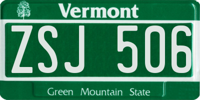 VT license plate ZSJ506