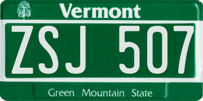 VT license plate ZSJ507