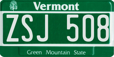 VT license plate ZSJ508