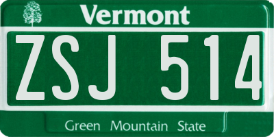 VT license plate ZSJ514