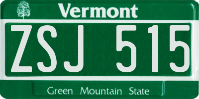 VT license plate ZSJ515
