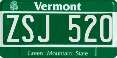 VT license plate ZSJ520