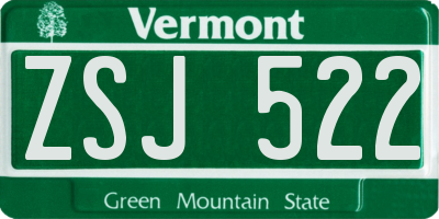 VT license plate ZSJ522
