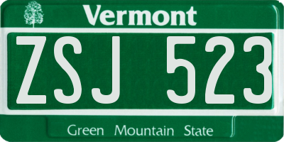 VT license plate ZSJ523