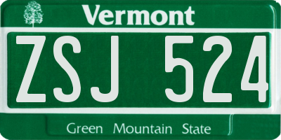 VT license plate ZSJ524