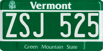 VT license plate ZSJ525