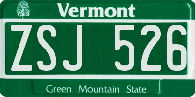 VT license plate ZSJ526