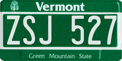VT license plate ZSJ527