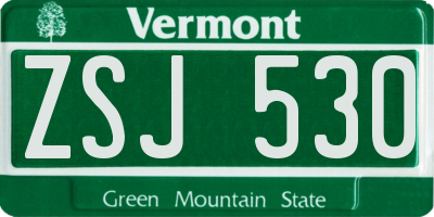 VT license plate ZSJ530