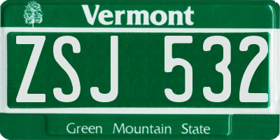 VT license plate ZSJ532