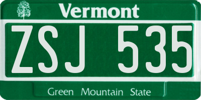 VT license plate ZSJ535
