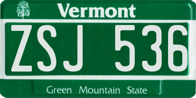 VT license plate ZSJ536