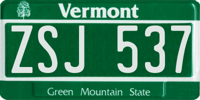 VT license plate ZSJ537