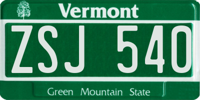 VT license plate ZSJ540