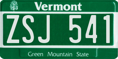 VT license plate ZSJ541